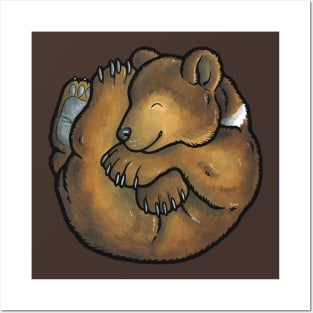 Sleeping brown bear cub Posters and Art